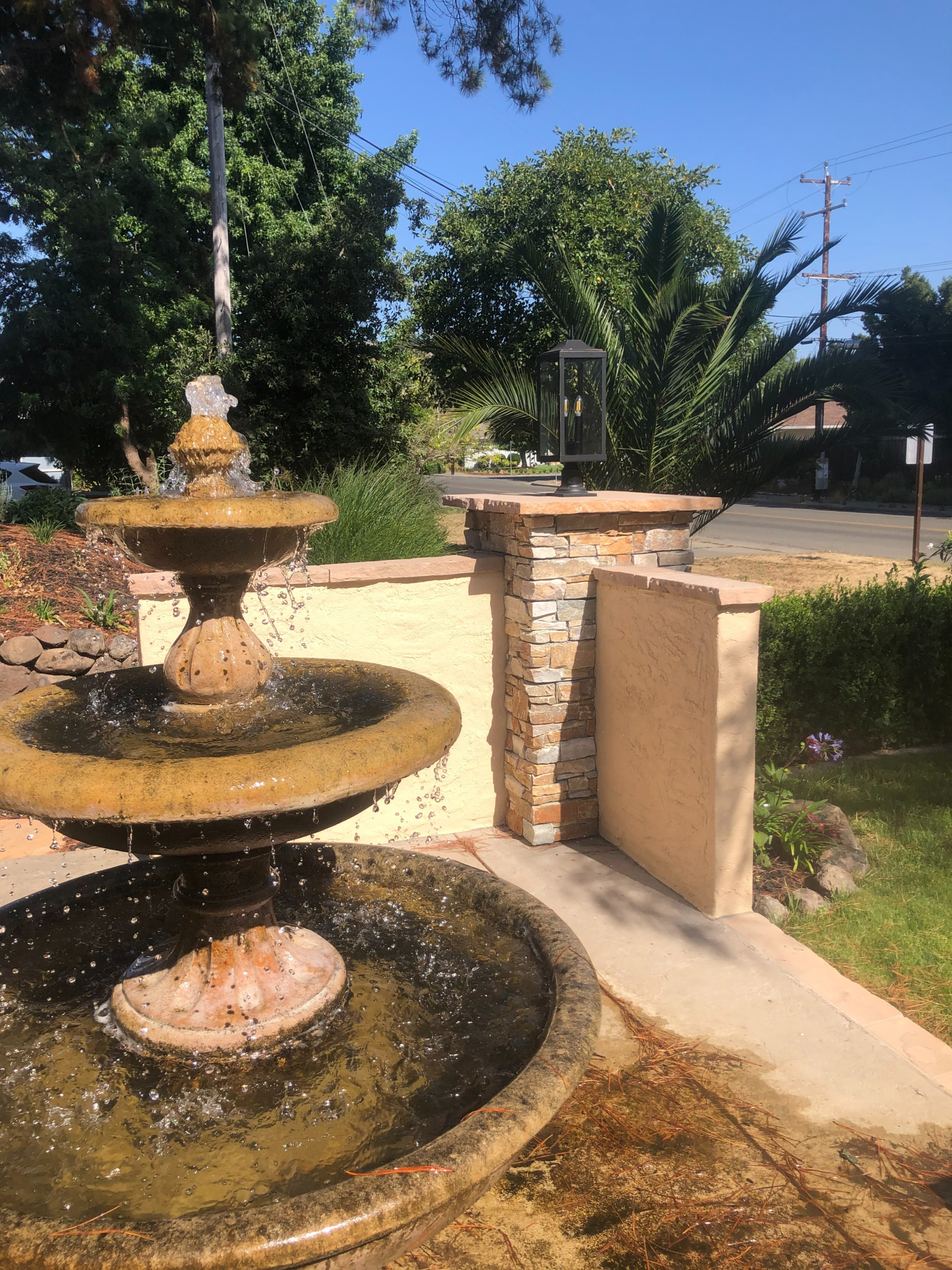 masonry stonework crew on site